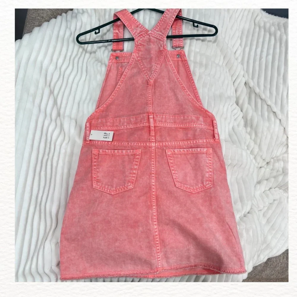 Gap Kids NWT Coral Denim Overalls Dress Size Large